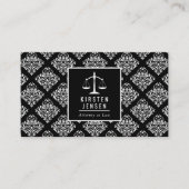 Advocaat QR-code zwart-wit damastpatroon Visitekaartje (Voorkant)