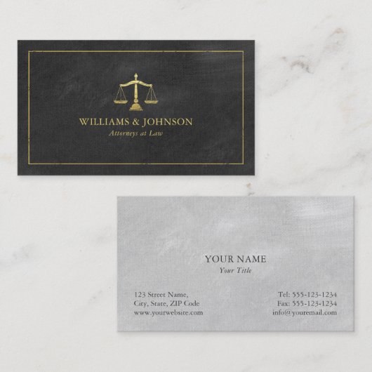 Advocaat Scales of Justice Gold (effect) Attorney Visitekaartje (Voorkant / Achterkant)