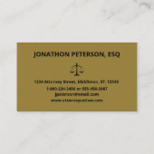 Advocaat Schaal van Justitie Gold Look Black Visitekaartje (Achterkant)