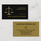 Advocaat Schaal van Justitie Gold Look Black Visitekaartje (Voorkant / Achterkant)