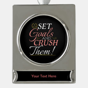 Advocaat Schalen van Justitie - Set Goals Quote Verzilverd Banner Ornament