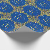Advocaat School Blue Gold Graduparty Cadeaupapier (Hoek)