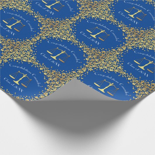 Advocaat School Blue Gold Graduparty Cadeaupapier (Hoek)