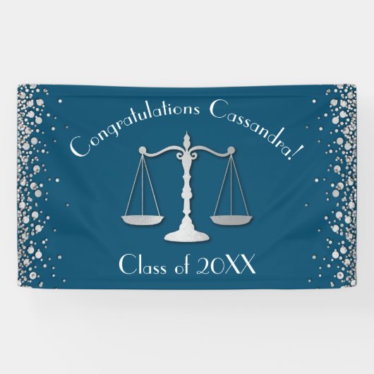 Advocaat School blue Silver Graduparty Spandoek (Horizontaal)