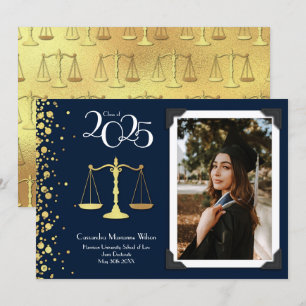 Advocaat School Gold Afstuderen Navy Blue Invita Kaart