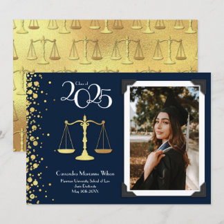 Advocaat School Gold Afstuderen Navy Blue Invita Kaart