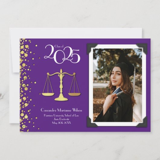 Advocaat School Gold Afstuderen Paars Kaart (Voorkant)