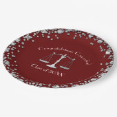 Advocaat School Maroon Silver Graduparty Papieren Bordje (Gekanteld)
