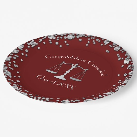 Advocaat School Maroon Silver Graduparty Papieren Bordje (Gekanteld)