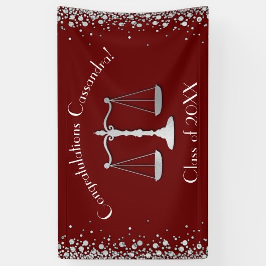 Advocaat School Maroon Silver Graduparty Spandoek (Verticaal)
