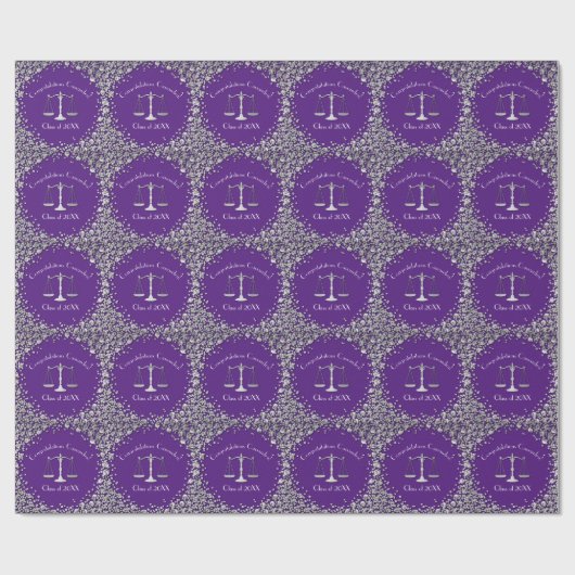 Advocaat School Paars Silver Graduparty Cadeaupapier (Vlak)