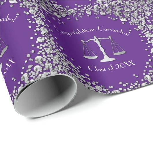Advocaat School Paars Silver Graduparty Cadeaupapier (Rol Hoek)