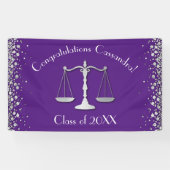 Advocaat School Paars Silver Graduparty Spandoek (Horizontaal)