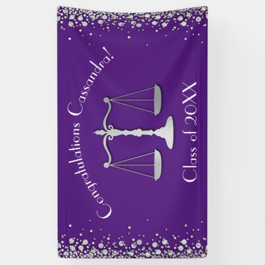 Advocaat School Paars Silver Graduparty Spandoek (Verticaal)
