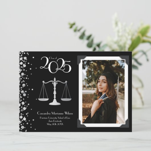 Advocaat School Silver Afstuderen Black Kaart (Staand voorkant)