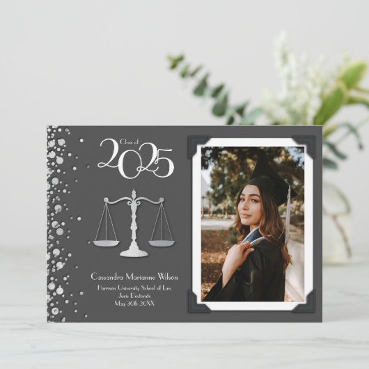 Advocaat School Silver Afstuderen Gray Kaart (Staand voorkant)
