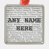 Advocaat Terminologie Woorden Kerstmis Metalen Ornament (Voorkant)