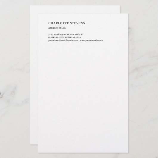Advocaat Trendy Minimalistisch Elegant Eenvoudig Briefpapier (Voorkant / Achterkant)