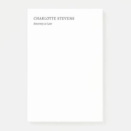 Advocaat Trendy Minimalistisch Elegant Eenvoudig Post-it® Notes (Voorkant)