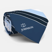Advocaat van de Schaalmarine Blue White Stripes Stropdas (Opgerold)