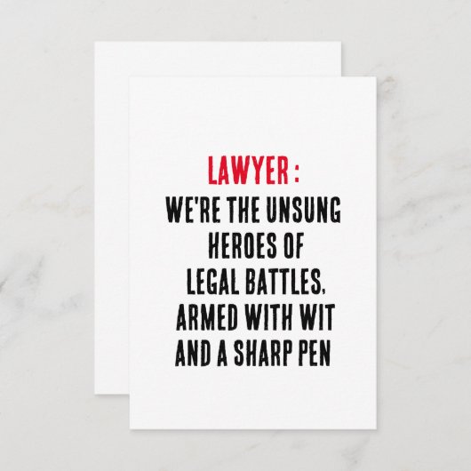 Advocaat We zijn de onbezongen helden van juridisc Bedankkaart (Voorkant / Achterkant)