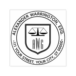 Advocaat Weegschaal van de Justitie #3NS Law Shiel Zelfinktende Stempel