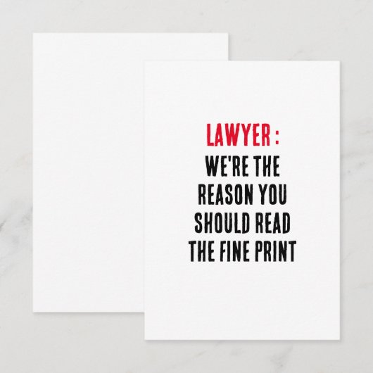 Advocaat Wij zijn de reden dat je de boete moet le Bedankkaart (Voorkant / Achterkant)