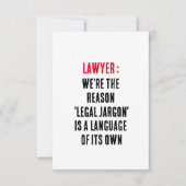 Advocaat Wij zijn de reden dat 'juridisch jargon'  Bedankkaart (Voorkant)