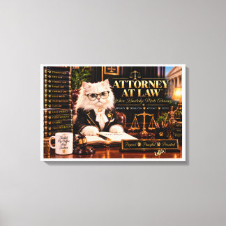 Advocaat Witte Perzische Kat | Elegante Juridische Canvas Afdruk