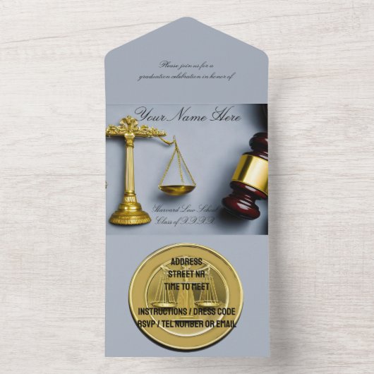 Advocate en felicitatiekaart all in one uitnodiging (Binnen)