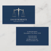 Advocate Gold Justice Scale Elegant Navy Blue Visitekaartje (Voorkant / Achterkant)