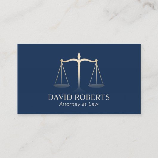 Advocate Gold Justice Scale Elegant Navy Blue Visitekaartje (Voorkant)