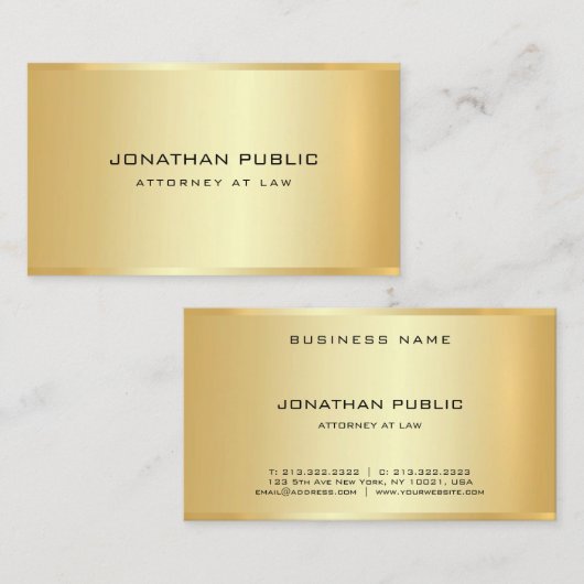 Advocate Gold Look Sjabloon Law Kantoor Visitekaartje (Voorkant / Achterkant)