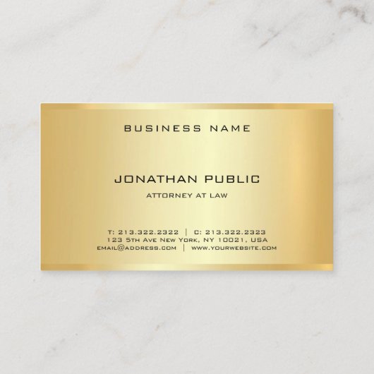 Advocate Gold Look Sjabloon Law Kantoor Visitekaartje (Achterkant)