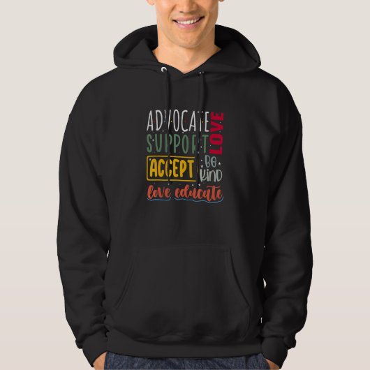 Advocate Love Support Accept Be Kind Autism Awaren Hoodie (Voorkant)