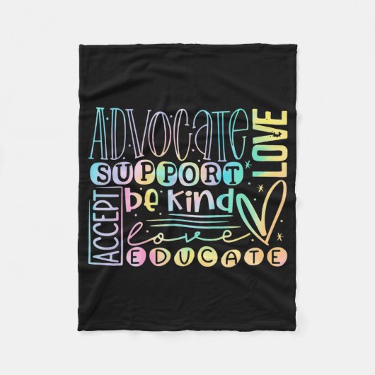 Advocate Love Support Accepteert Be Sind Autism Aw Fleece Deken (Voorkant)