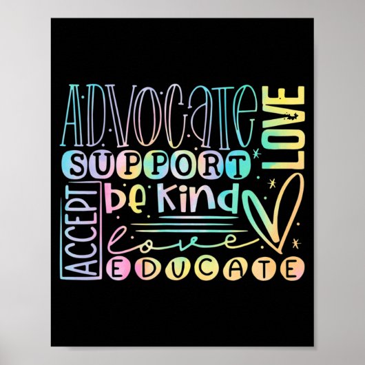 Advocate Love Support Accepteert Be Sind Autism Aw Poster (Voorkant)