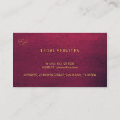Advocate luxe elegante gouden bordeauxrode leren l visitekaartje (Achterkant)