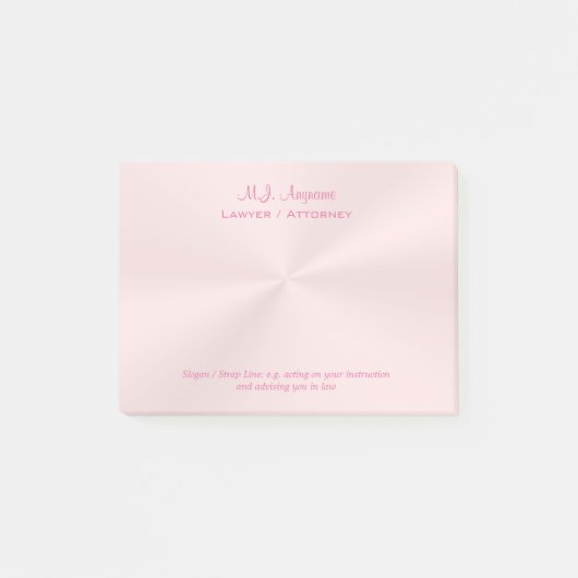 Advocate/procureur luxe roos roze chrome blik post-it® notes (Voorkant)