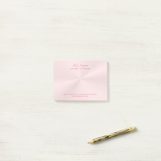 Advocate/procureur luxe roos roze chrome blik post-it® notes (Op bureau)