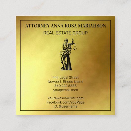 *~* Advocate Scales Gold Foil AP15 Vierkante Visitekaartje (Achterkant)