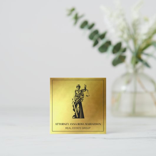 *~* Advocate Scales Gold Foil AP15 Vierkante Visitekaartje (Staand voorkant)