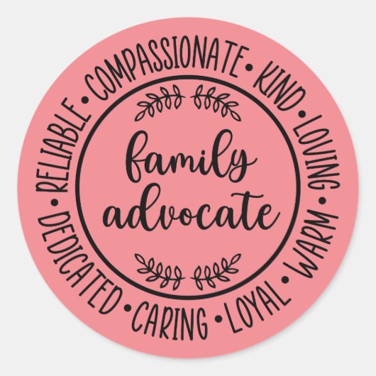 Advocate voor het gezin, Advocate voor het kind, A Ronde Sticker (Voorkant)