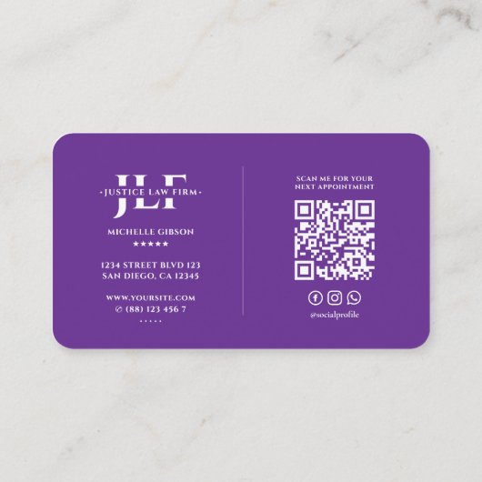 Advocaten advocatenkantoor Notary Royal Paarse Mod Visitekaartje (Achterkant)