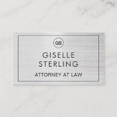 Advocaten bij de Wet QR Code Brushed Silver Monogr Visitekaartje (Voorkant)