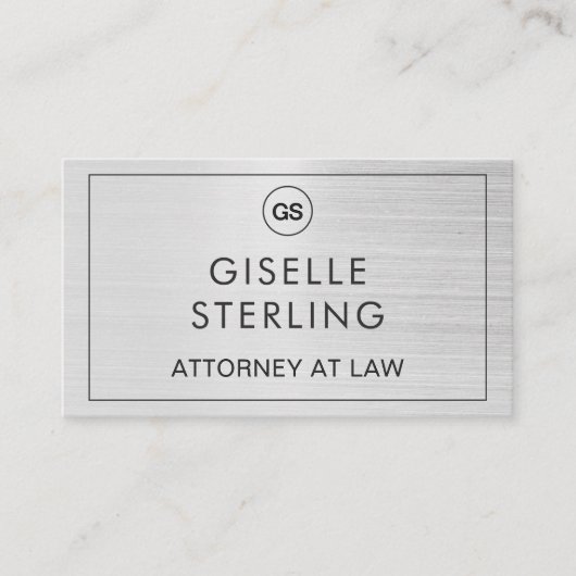 Advocaten bij de Wet QR Code Brushed Silver Monogr Visitekaartje (Voorkant)