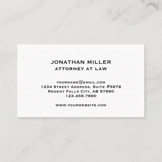 Advocaten bij Law Classic White Gold Seal Visitekaartje (Achterkant)