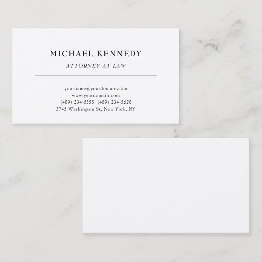 Advocaten bij Law Minimalist Classical Pro Silk Visitekaartje (Voorkant / Achterkant)