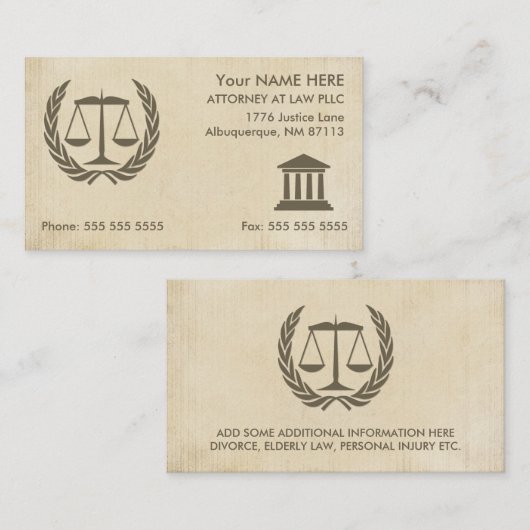 Advocaten bij Law Parchment Visitekaartje (Voorkant / Achterkant)