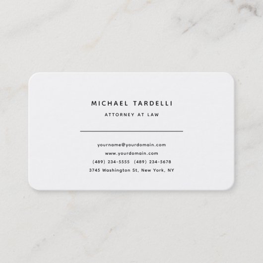 Advocaten bij Minimalist Classical Professional Visitekaartje (Voorkant)